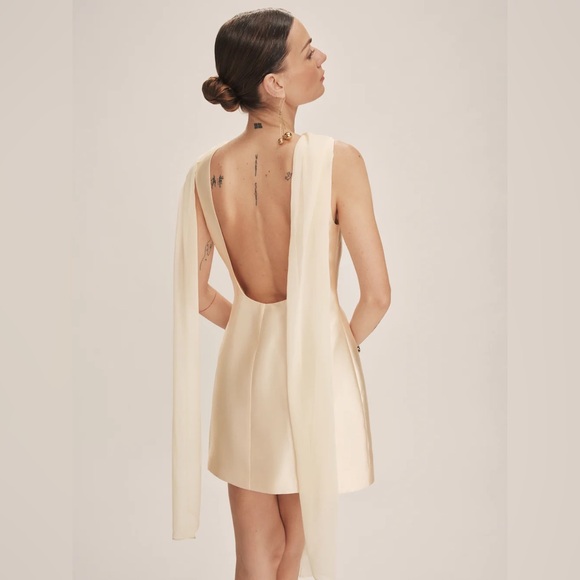 Reformation Ecru Dress Champagne - Size 4 - Picture 4 of 9